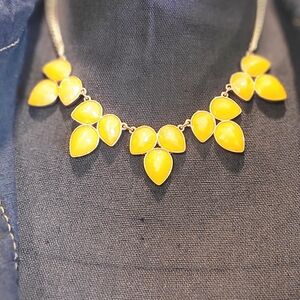 Cookie Lee Yellow Teardrop Bib Necklace with Gold-Tone Accents